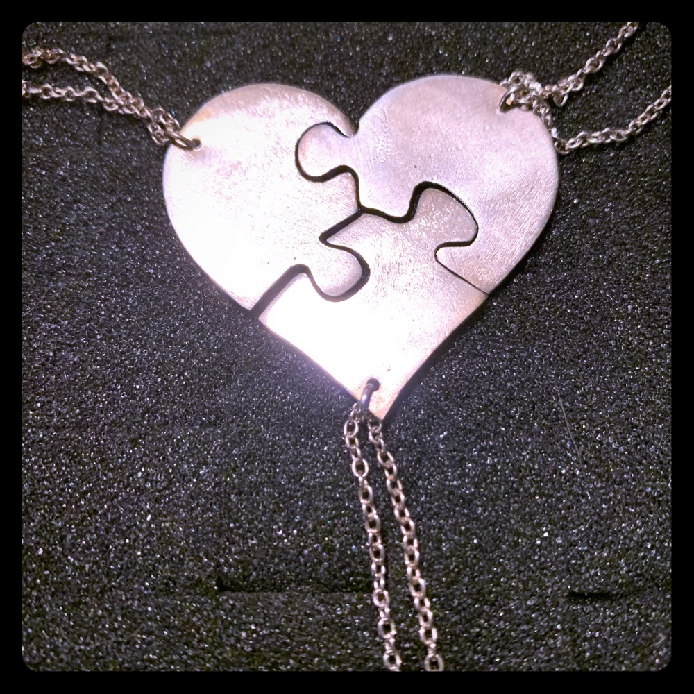 3 piece heart pendant sterling silver